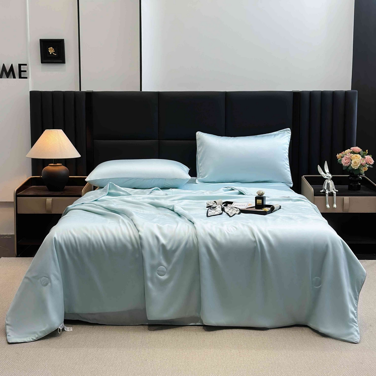 2025新款100%兰精天丝60支夏被单品夏被四件套 天水蓝