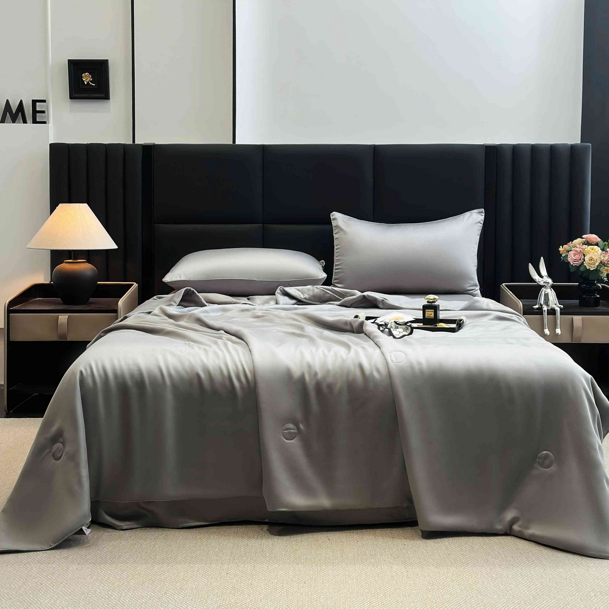 2025新款100%兰精天丝60支夏被单品夏被四件套 烟灰