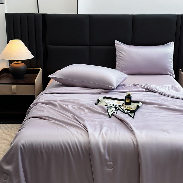 91家纺网 家纺一手货源 找家纺 2025新款100%兰精天丝60支夏被单品夏被四件套 云紫