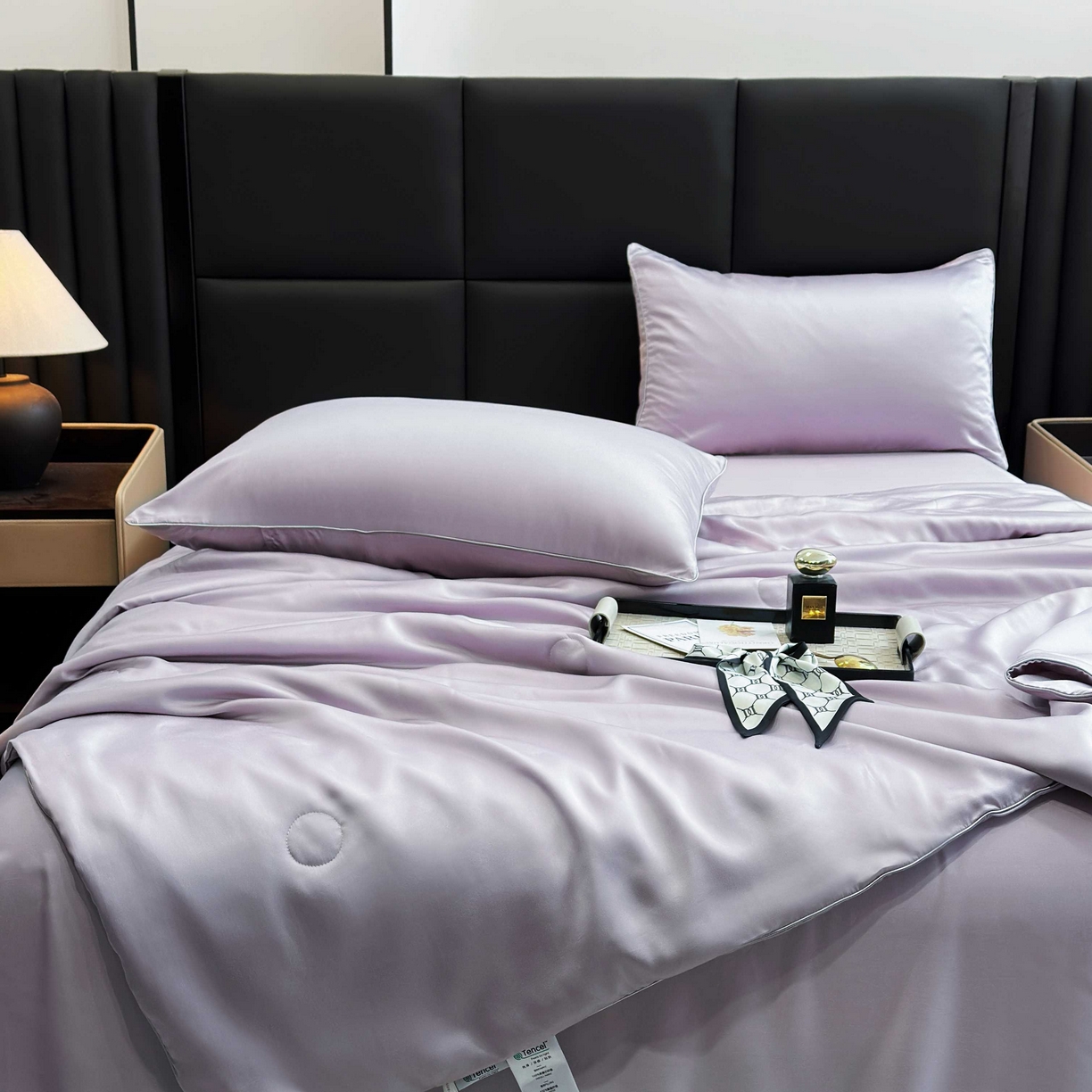 91家纺网 家纺一手货源 找家纺 2025新款100%兰精天丝60支夏被单品夏被四件套 云紫