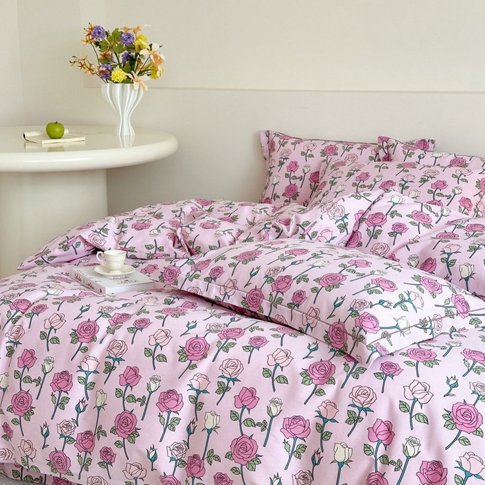 91家纺网 家纺一手货源 找家纺 塞纳 2026新款铂金暖绒加厚磨毛单被套 玫瑰物语