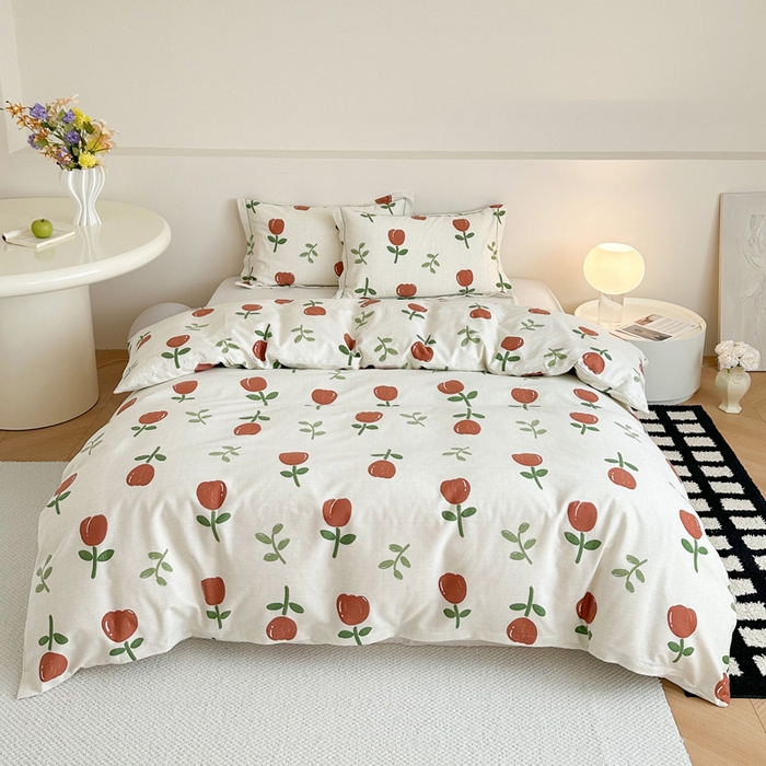 塞纳 2026新款铂金暖绒加厚磨毛单被套 雅秀-红