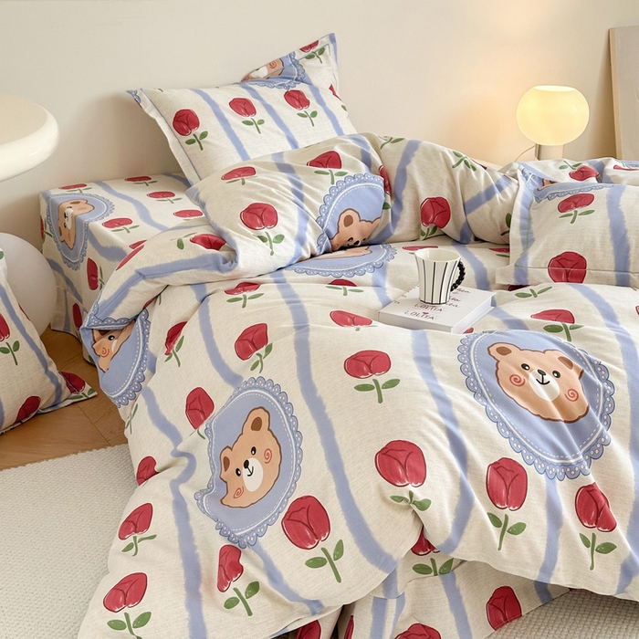 91家纺网 家纺一手货源 找家纺 塞纳 2026新款铂金暖绒加厚磨毛单被套 吉米熊