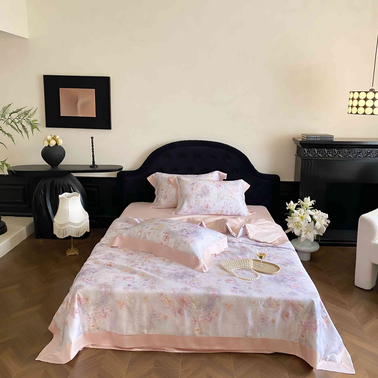 91家纺网 家纺一手货源 找家纺 太古汇家居 2025新款兰精天丝活性数码印花夏被系列 瑾尚花语-粉色