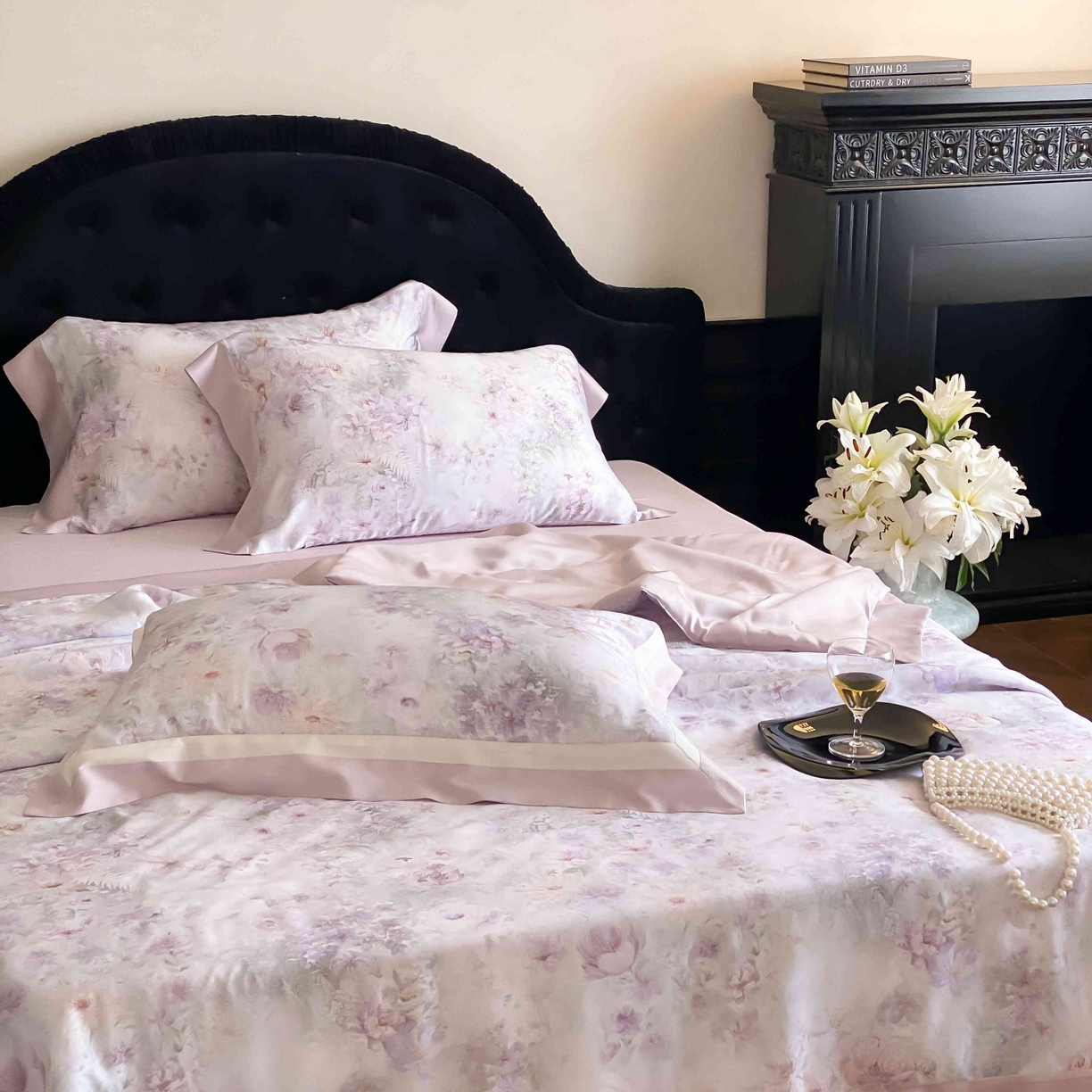 91家纺网 家纺一手货源 找家纺 太古汇家居 2025新款兰精天丝活性数码印花夏被系列 瑾尚花语-紫色