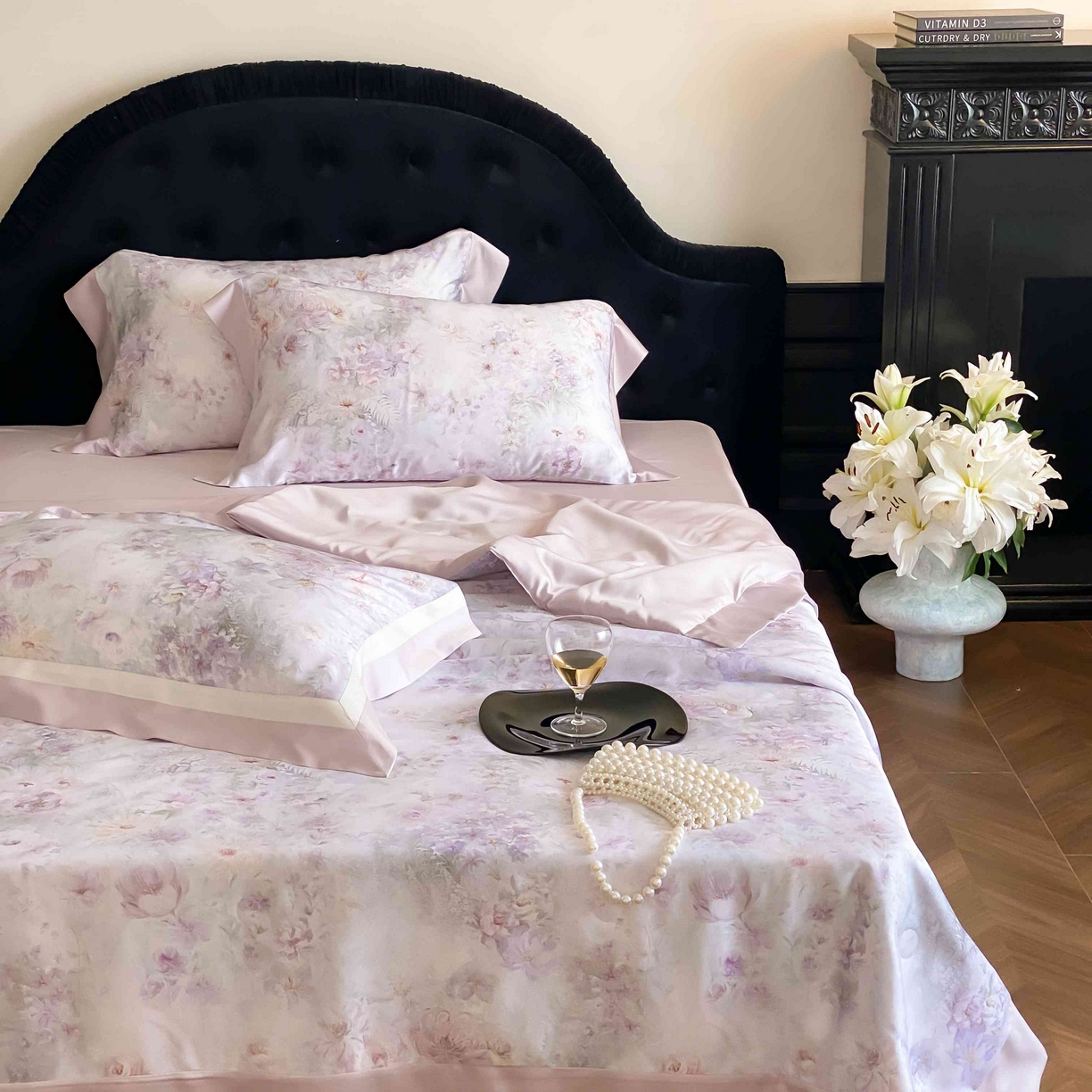 91家纺网 家纺一手货源 找家纺 太古汇家居 2025新款兰精天丝活性数码印花夏被系列 瑾尚花语-紫色