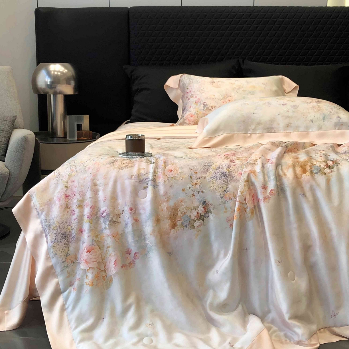 91家纺网 家纺一手货源 找家纺 太古汇家居 2025新款兰精天丝活性数码印花夏被系列 云瑾-优雅玉