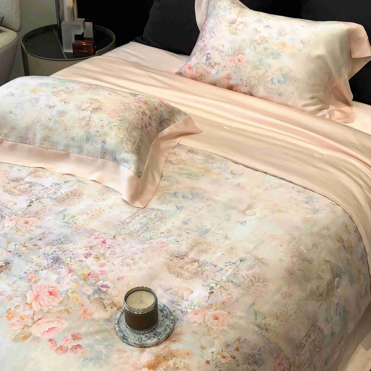 91家纺网 家纺一手货源 找家纺 太古汇家居 2025新款兰精天丝活性数码印花夏被系列 云瑾-优雅玉