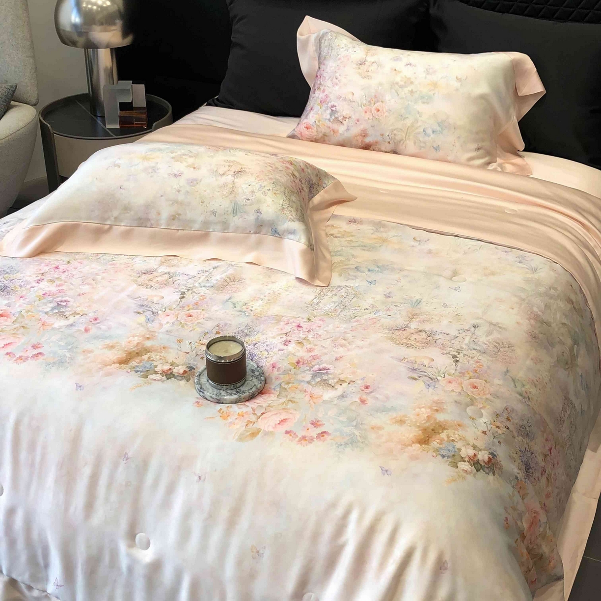 91家纺网 家纺一手货源 找家纺 太古汇家居 2025新款兰精天丝活性数码印花夏被系列 云瑾-优雅玉