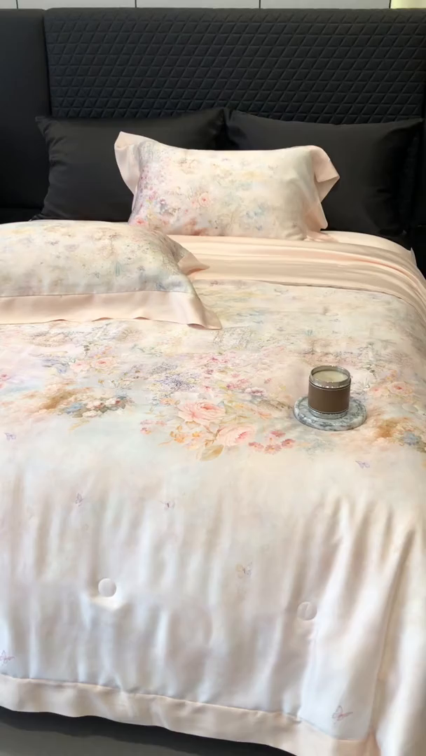 91家纺网 家纺一手货源 找家纺 太古汇家居 2025新款兰精天丝活性数码印花夏被系列 云瑾-优雅玉