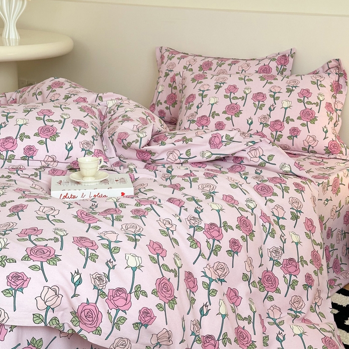 塞纳 2026新款铂金暖绒加厚磨毛四件套 玫瑰物语