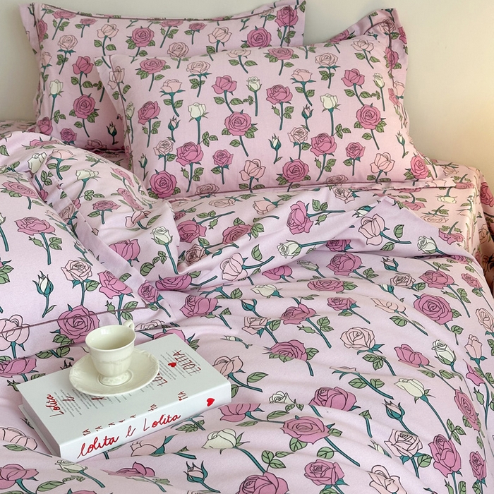 91家纺网 家纺一手货源 找家纺 塞纳 2026新款铂金暖绒加厚磨毛四件套 玫瑰物语