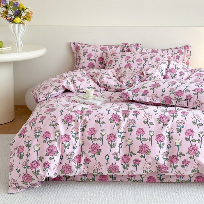 91家纺网 家纺一手货源 找家纺 塞纳 2026新款铂金暖绒加厚磨毛四件套 玫瑰物语