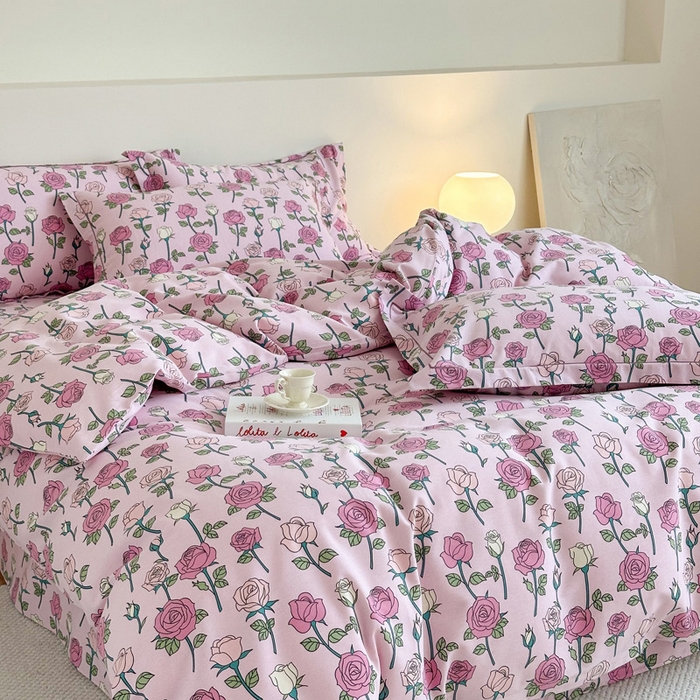 91家纺网 家纺一手货源 找家纺 塞纳 2026新款铂金暖绒加厚磨毛四件套 玫瑰物语