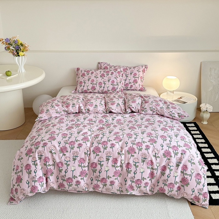 91家纺网 家纺一手货源 找家纺 塞纳 2026新款铂金暖绒加厚磨毛四件套 玫瑰物语