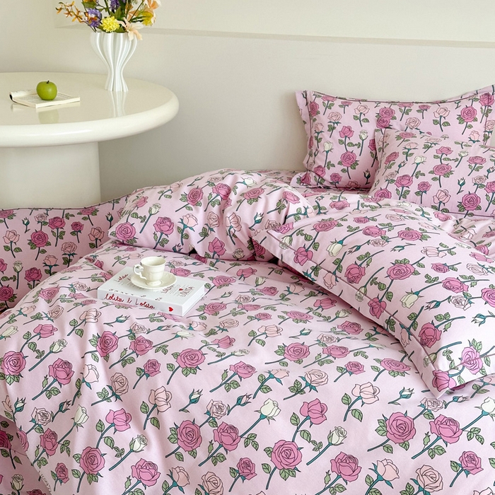 91家纺网 家纺一手货源 找家纺 塞纳 2026新款铂金暖绒加厚磨毛四件套 玫瑰物语