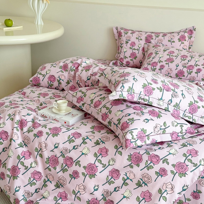 91家纺网 家纺一手货源 找家纺 塞纳 2026新款铂金暖绒加厚磨毛四件套 玫瑰物语