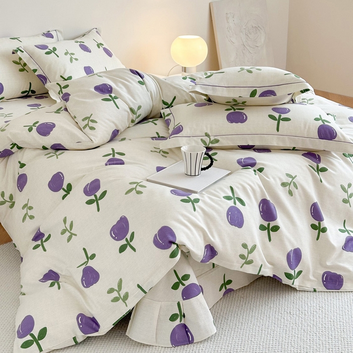 91家纺网 家纺一手货源 找家纺 塞纳 2026新款铂金暖绒加厚磨毛四件套 雅秀-紫