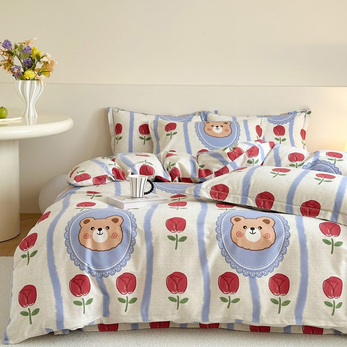 91家纺网 家纺一手货源 找家纺 塞纳 2026新款铂金暖绒加厚磨毛四件套 吉米熊