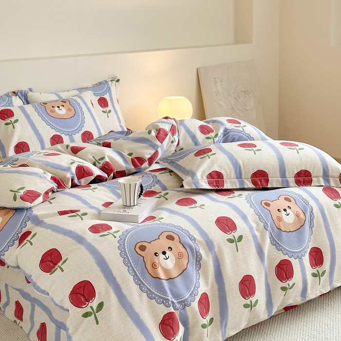 91家纺网 家纺一手货源 找家纺 塞纳 2026新款铂金暖绒加厚磨毛四件套 吉米熊