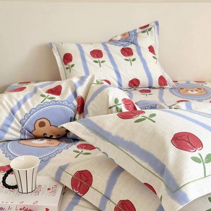 91家纺网 家纺一手货源 找家纺 塞纳 2026新款铂金暖绒加厚磨毛四件套 吉米熊