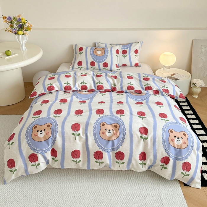 91家纺网 家纺一手货源 找家纺 塞纳 2026新款铂金暖绒加厚磨毛四件套 吉米熊