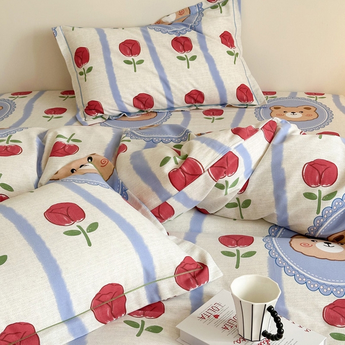 91家纺网 家纺一手货源 找家纺 塞纳 2026新款铂金暖绒加厚磨毛四件套 吉米熊