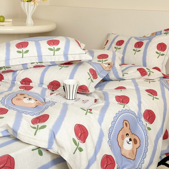 91家纺网 家纺一手货源 找家纺 塞纳 2026新款铂金暖绒加厚磨毛四件套 吉米熊