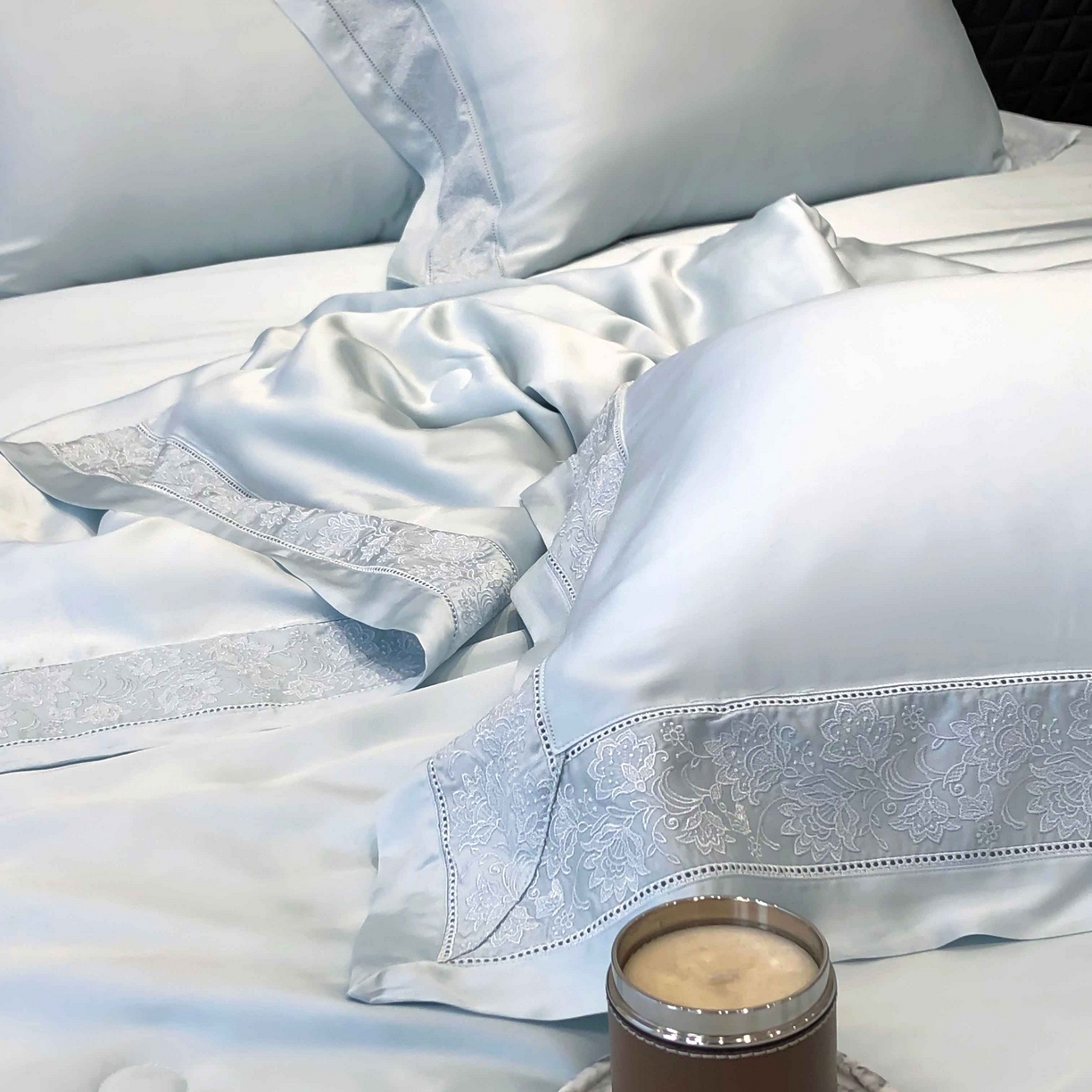 91家纺网 家纺一手货源 找家纺 太古汇家居 2025新款天丝镂空夏被“芙蕾特”系列 芙蕾特-水蓝