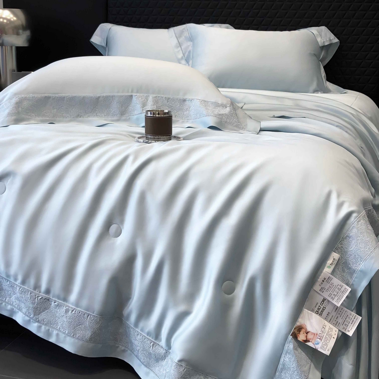 91家纺网 家纺一手货源 找家纺 太古汇家居 2025新款天丝镂空夏被“芙蕾特”系列 芙蕾特-水蓝