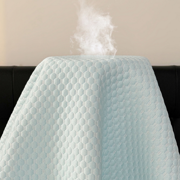 91家纺网 家纺一手货源 找家纺 梵朴 2025新款直播贴布刺绣凉感凉豆豆凉席席子三件套空调软席-幸运熊系列 幸运熊-蓝