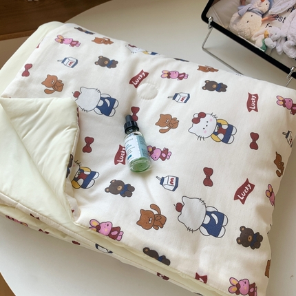 桃喜2025新A类 “冰纱”双拼凉感双层纱锦氨夏被夏凉被空调被实拍图 夏被-背带裤小猫