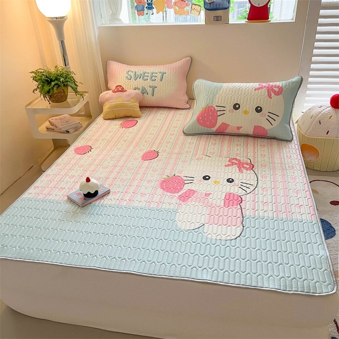 91家纺网 家纺一手货源 找家纺 韩都家居 2025春夏新款ins大版卡通乳胶席凉席席子（包含买家秀）草莓卡通猫