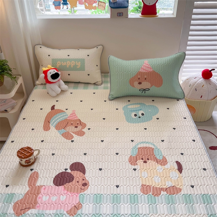 91家纺网 家纺一手货源 找家纺 韩都家居 2025春夏新款ins大版卡通乳胶席凉席席子（包含买家秀）春日小狗