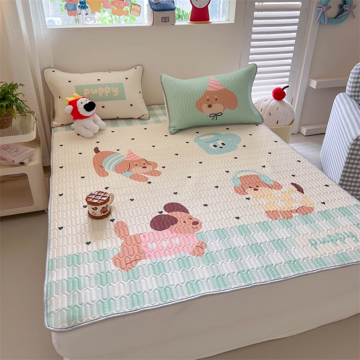 91家纺网 家纺一手货源 找家纺 韩都家居 2025春夏新款ins大版卡通乳胶席凉席席子（包含买家秀）春日小狗