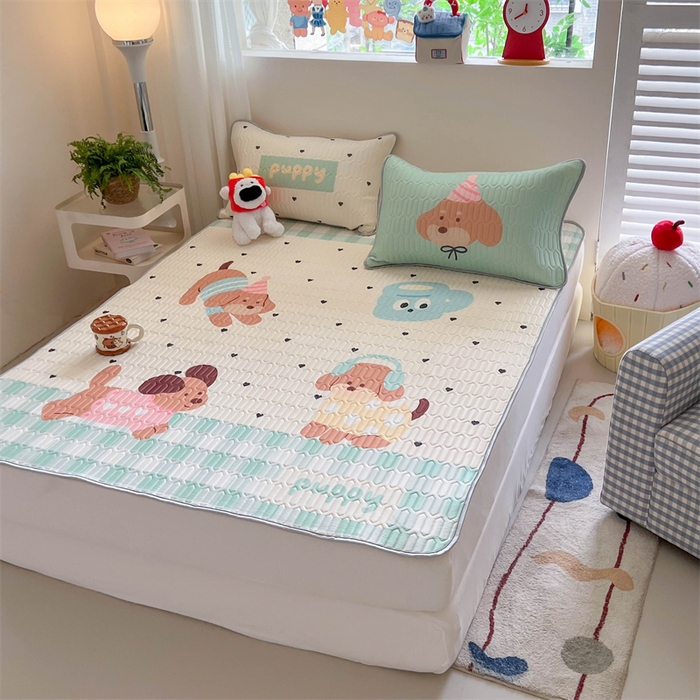 91家纺网 家纺一手货源 找家纺 韩都家居 2025春夏新款ins大版卡通乳胶席凉席席子（包含买家秀）春日小狗