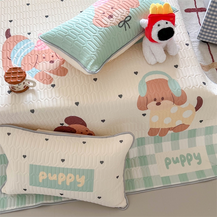 91家纺网 家纺一手货源 找家纺 韩都家居 2025春夏新款ins大版卡通乳胶席凉席席子（包含买家秀）春日小狗