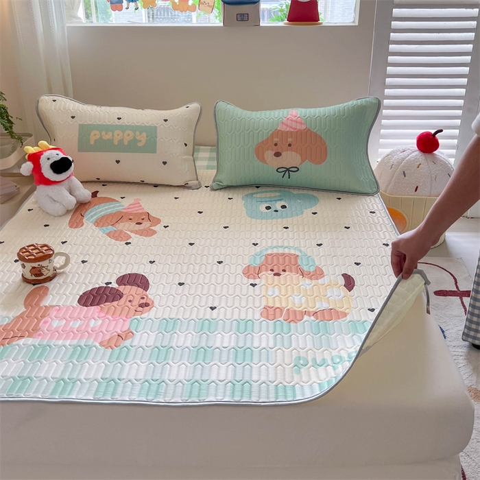 91家纺网 家纺一手货源 找家纺 韩都家居 2025春夏新款ins大版卡通乳胶席凉席席子（包含买家秀）春日小狗