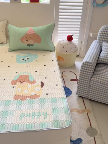 91家纺网 家纺一手货源 找家纺 韩都家居 2025春夏新款ins大版卡通乳胶席凉席席子（包含买家秀）春日小狗