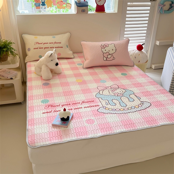 91家纺网 家纺一手货源 找家纺 韩都家居 2025春夏新款ins大版卡通乳胶席凉席席子（包含买家秀）粉格甜心糖