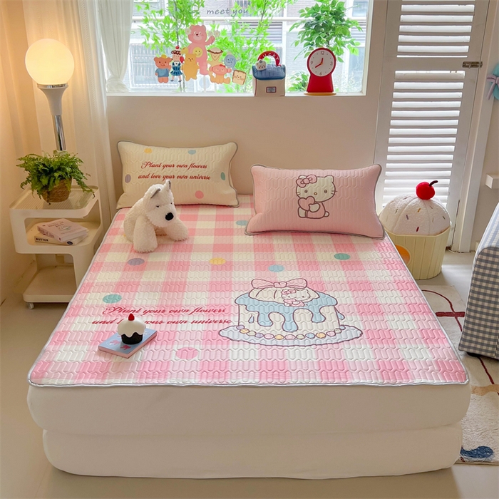 91家纺网 家纺一手货源 找家纺 韩都家居 2025春夏新款ins大版卡通乳胶席凉席席子（包含买家秀）粉格甜心糖