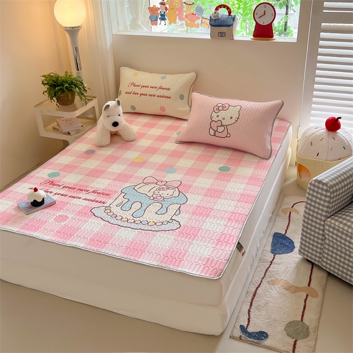 91家纺网 家纺一手货源 找家纺 韩都家居 2025春夏新款ins大版卡通乳胶席凉席席子（包含买家秀）粉格甜心糖