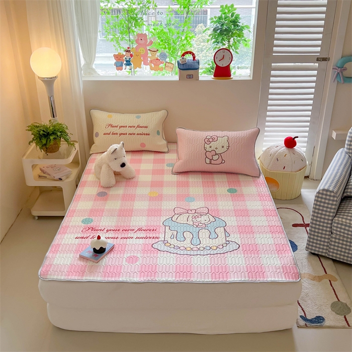 91家纺网 家纺一手货源 找家纺 韩都家居 2025春夏新款ins大版卡通乳胶席凉席席子（包含买家秀）粉格甜心糖