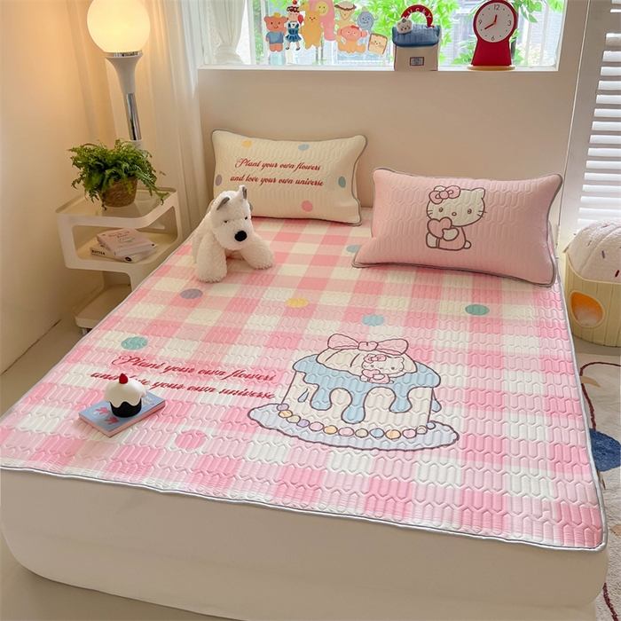 91家纺网 家纺一手货源 找家纺 韩都家居 2025春夏新款ins大版卡通乳胶席凉席席子（包含买家秀）粉格甜心糖