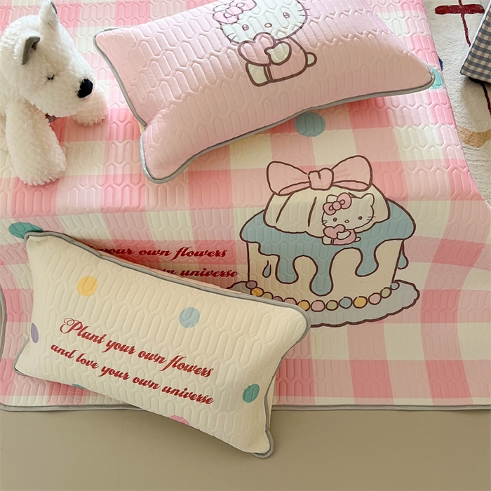 91家纺网 家纺一手货源 找家纺 韩都家居 2025春夏新款ins大版卡通乳胶席凉席席子（包含买家秀）粉格甜心糖