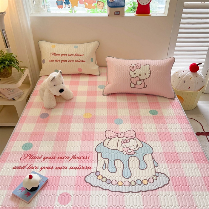 91家纺网 家纺一手货源 找家纺 韩都家居 2025春夏新款ins大版卡通乳胶席凉席席子（包含买家秀）粉格甜心糖