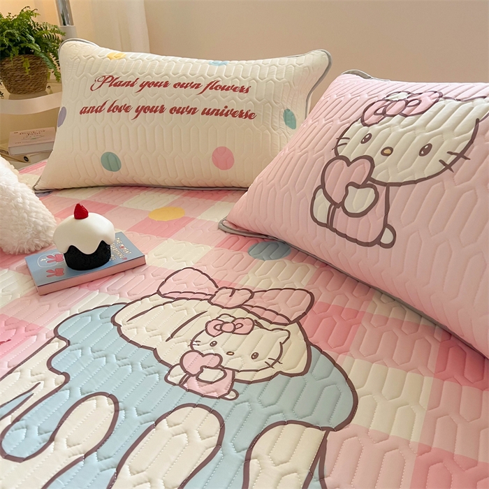 91家纺网 家纺一手货源 找家纺 韩都家居 2025春夏新款ins大版卡通乳胶席凉席席子（包含买家秀）粉格甜心糖