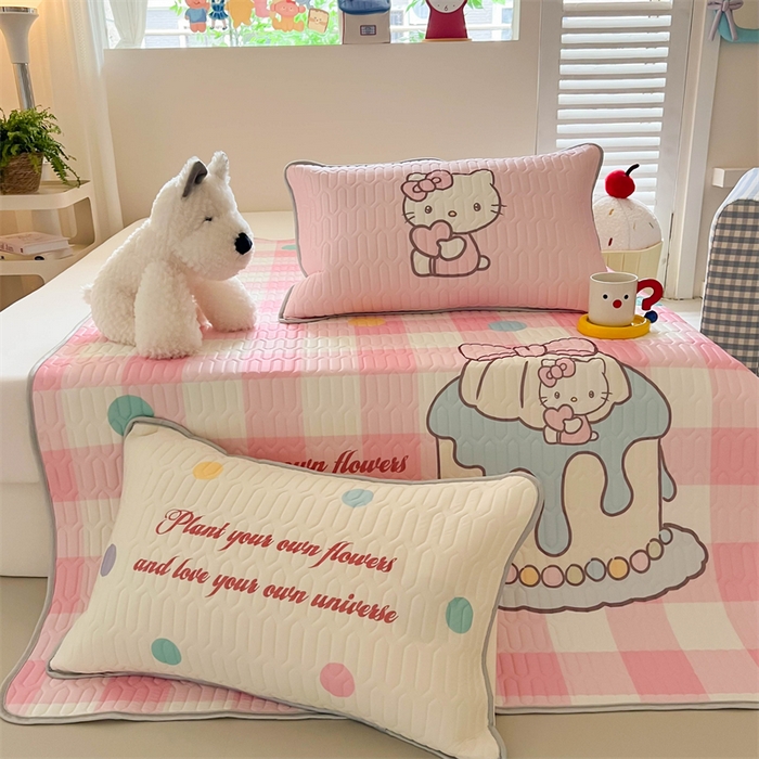 91家纺网 家纺一手货源 找家纺 韩都家居 2025春夏新款ins大版卡通乳胶席凉席席子（包含买家秀）粉格甜心糖