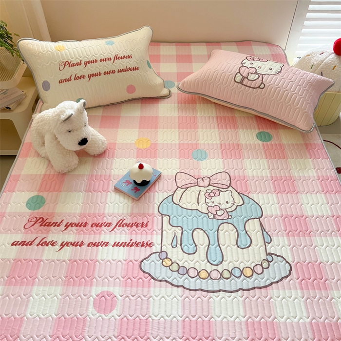 91家纺网 家纺一手货源 找家纺 韩都家居 2025春夏新款ins大版卡通乳胶席凉席席子（包含买家秀）粉格甜心糖