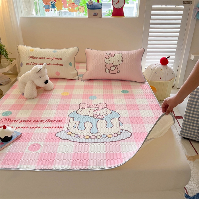 91家纺网 家纺一手货源 找家纺 韩都家居 2025春夏新款ins大版卡通乳胶席凉席席子（包含买家秀）粉格甜心糖